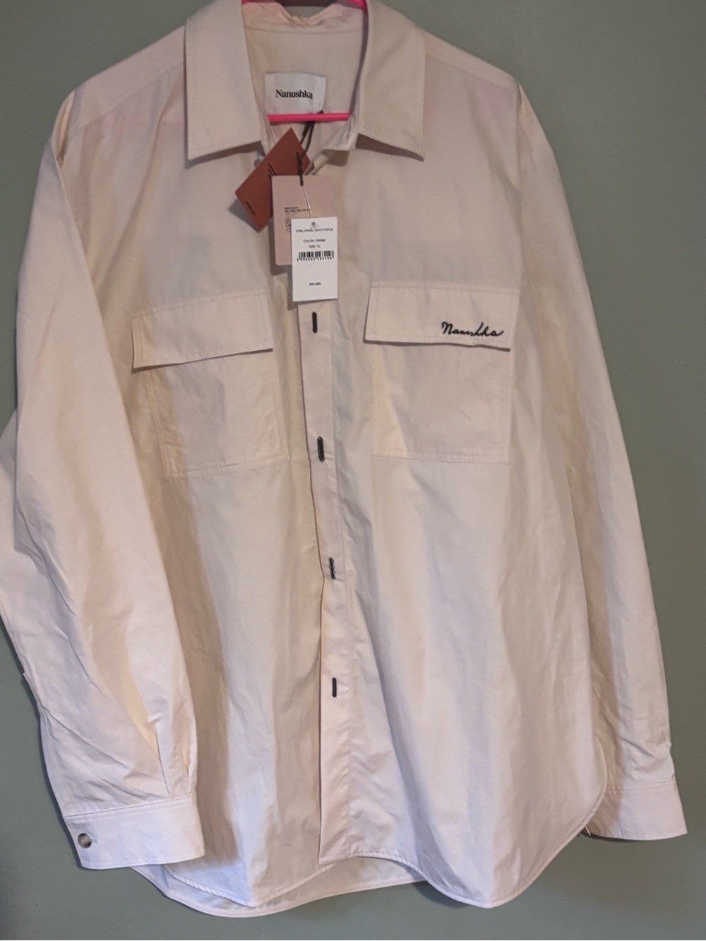 Nanushka Men's Cream Overshirt Utility Shacket NWT XL